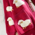 thumbnail image 5 of URTERYSER Women Long Sleeve Knit Cardigan Cartoon Sheep Button Sweater Coat with Pockets Rose Red, 5 of 9