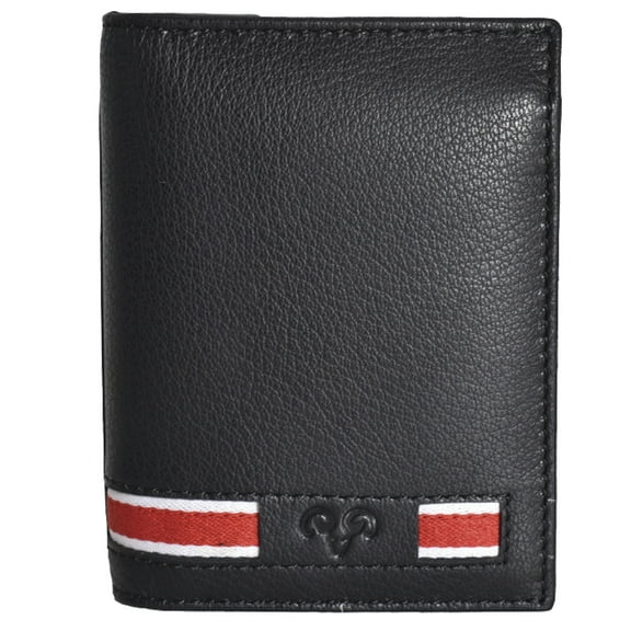 Jack Abrahams Mens Genuine Goat Nappa Leather Bi-Fold RFID Wallet With Flip ID Window Pocket (Black)