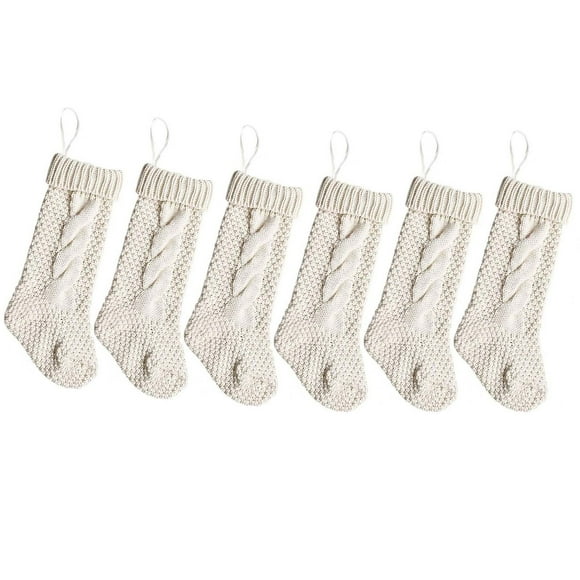 MZXELPRJD No Show Socks Womens 6 Pack Knit Christmas Stocking Rustic Personalized Stocking Decorations, White Socks White