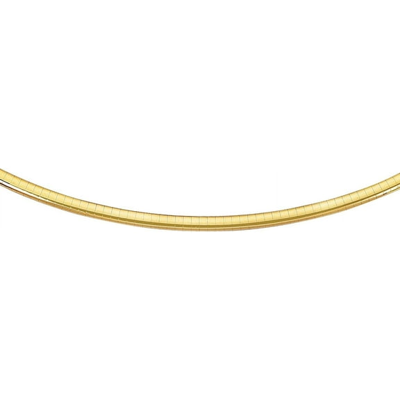 JewelStop 14K Yellow Gold 4 mm Domed Omega Necklace, Lobster Claw Clasp - 18 Inches, 19.5gr.