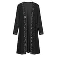 thumbnail image 4 of Cekizud Womens Cardigan Long Sleeve Chiffon Open Front Rhinestone Trim Party Outerwear Tops, S-3XL, 4 of 7