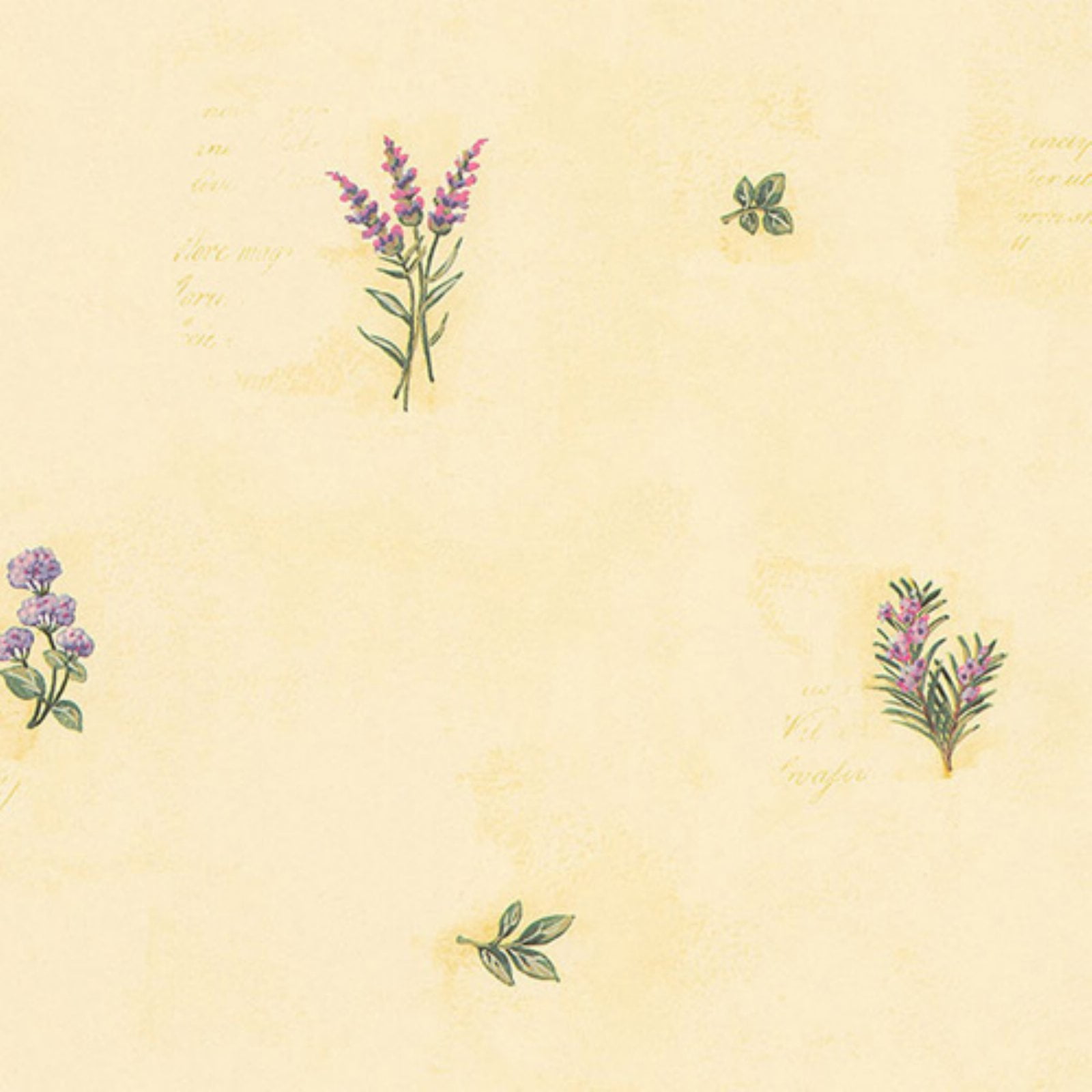 Yellow and Purple Floral Solid Vinyl Wallpaper
