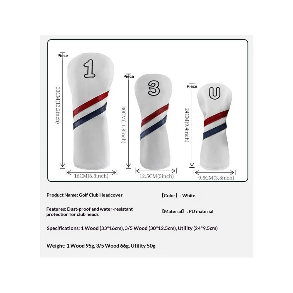 1pc Golf Club Head Cover Golf Club Covers for Driver White Golf Driver Headcover Fairway Wood Head Cover Hybrid （Number 1）