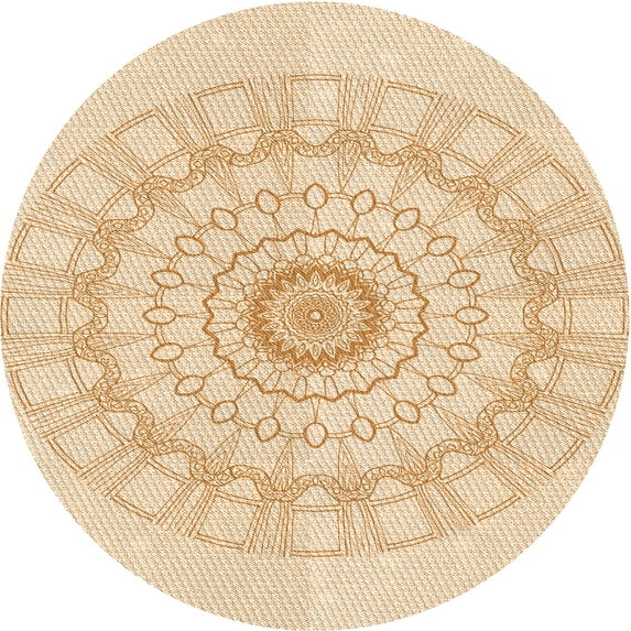 Ahgly Company Machine Washable Indoor Round Transitional Orange Area Rugs, 3' Round