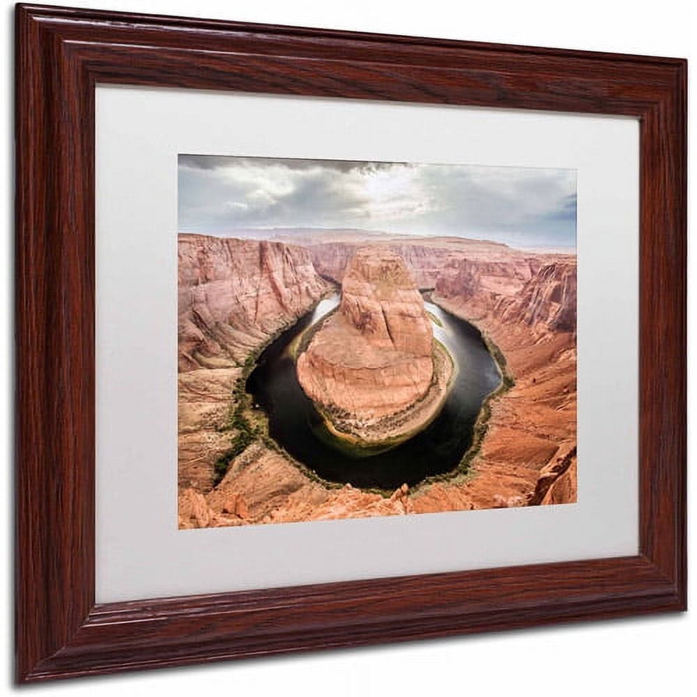 Trademark Fine Art "Horseshoe Bend" Canvas Art by Pierre Leclerc, White Matte/Wood Frame