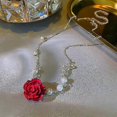 thumbnail image 3 of Korean Butterfly Pearl Necklace Trendy Ins Style Rose Flower Clavicle Chain Clothes Jewelry Accessories For Women Friends Gifts 26-27s, 3 of 5