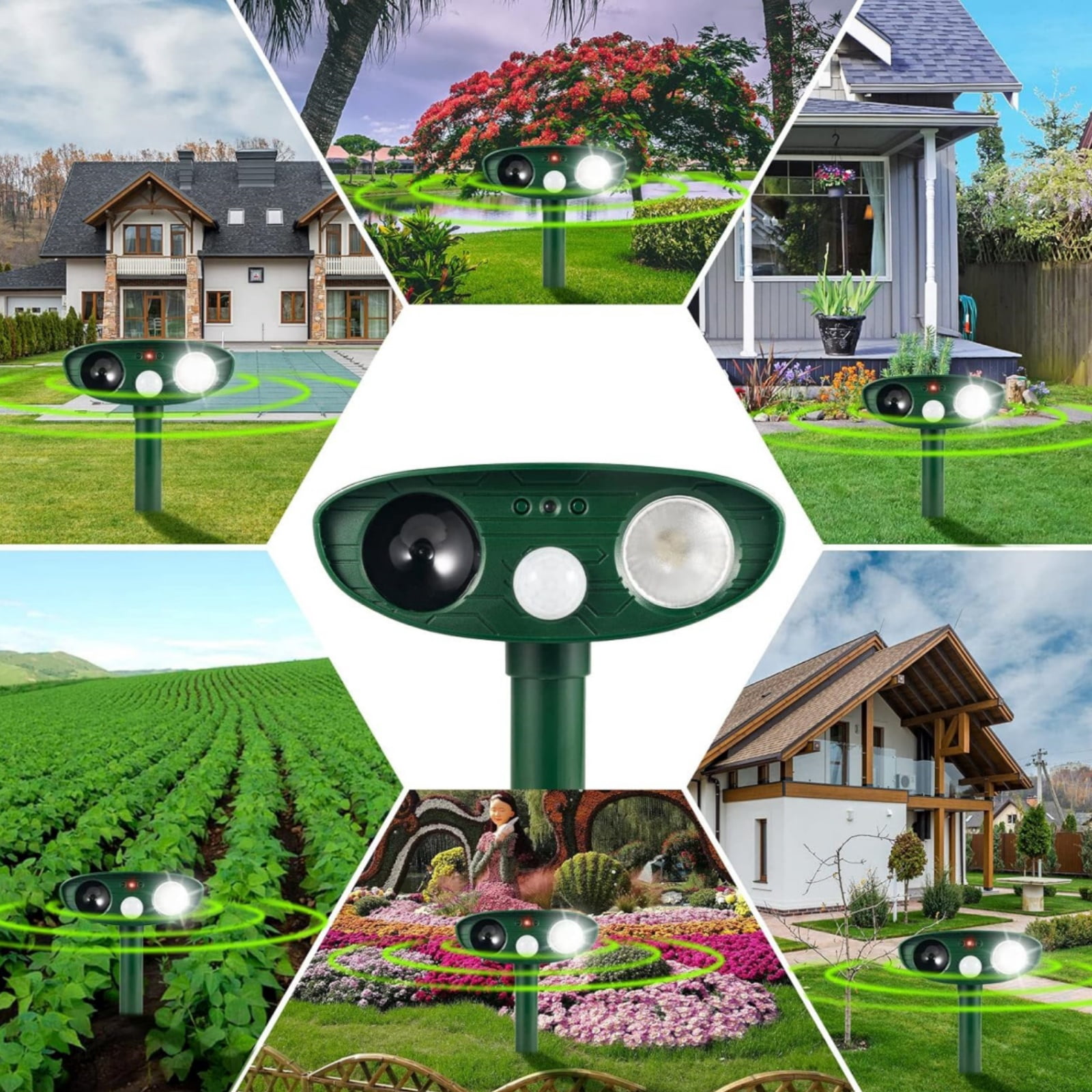 JahyElec Solar Ultrasonic Animal Repellent,2 Pack Cat Deterrent Outdoor Deer Repellent Devices Motion Detection Strobe Light Waterproof Squirrel Skunk Raccoon Dog Rabbit Deterrent for Garden Yard