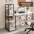 thumbnail image 2 of 39.5" Computer Desk with Shelves and 3-Tier Storage Bookshelf, Laptop PC Work Table Writing Desk for Small Spaces, White, 2 of 7