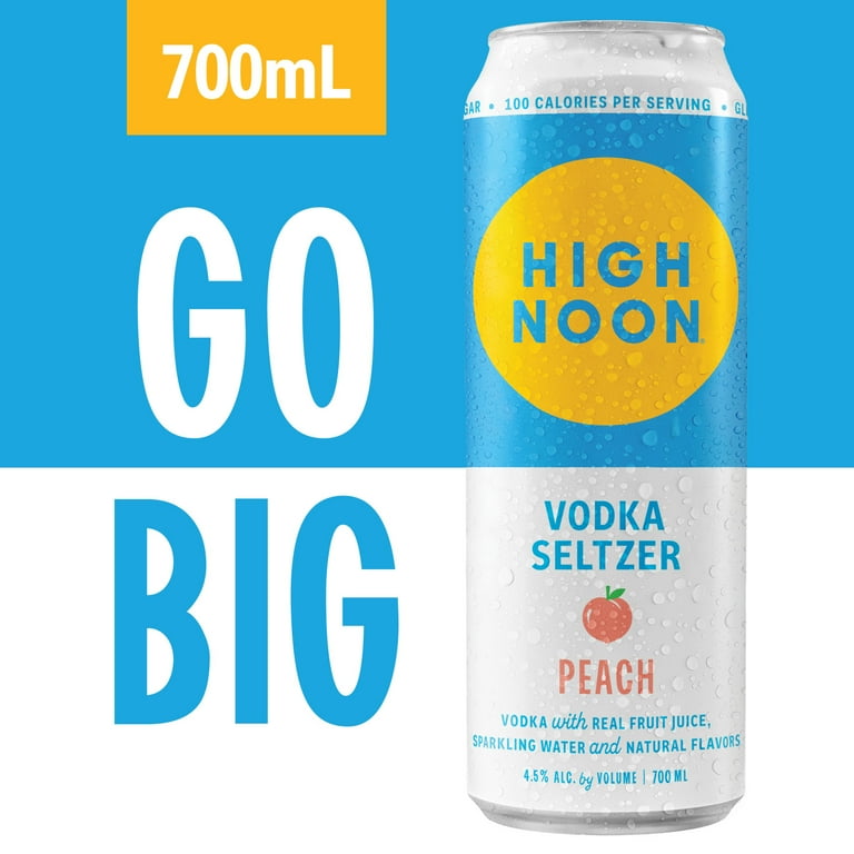 noon High Noon Peach Vodka Hard Seltzer, 23.67 fl oz Can, 4.5% ABV