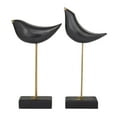 thumbnail image 6 of DecMode Wood Traditional Wooden Bird with Golden Legs and Beaks Sculptures 3"W x 13"H, with Shiny Black Finish and a Rectangular Shaped Base, 6 of 8