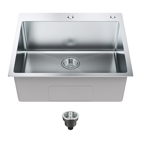 VEVOR Kitchen Sink, 304 Stainless Steel Drop-In Sinks, Top Mount Single Bowl Basin with Accessories(Pack of 2), Household Dishwasher Sinks, 25 inch