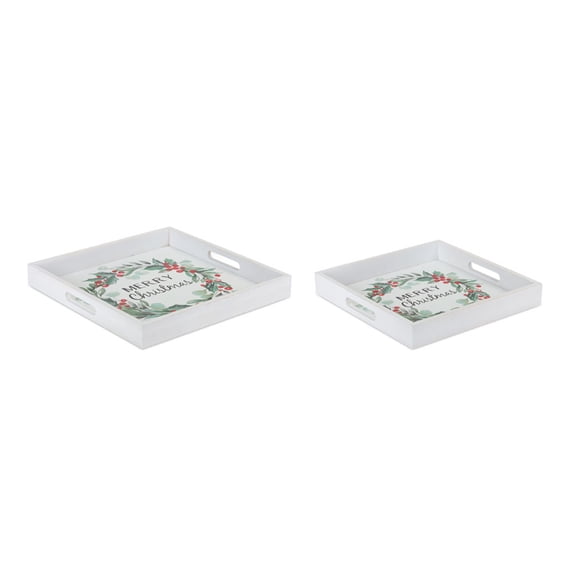 Christmas Tray (Set of 2) 13.5"L, 16"L MDF/Wood