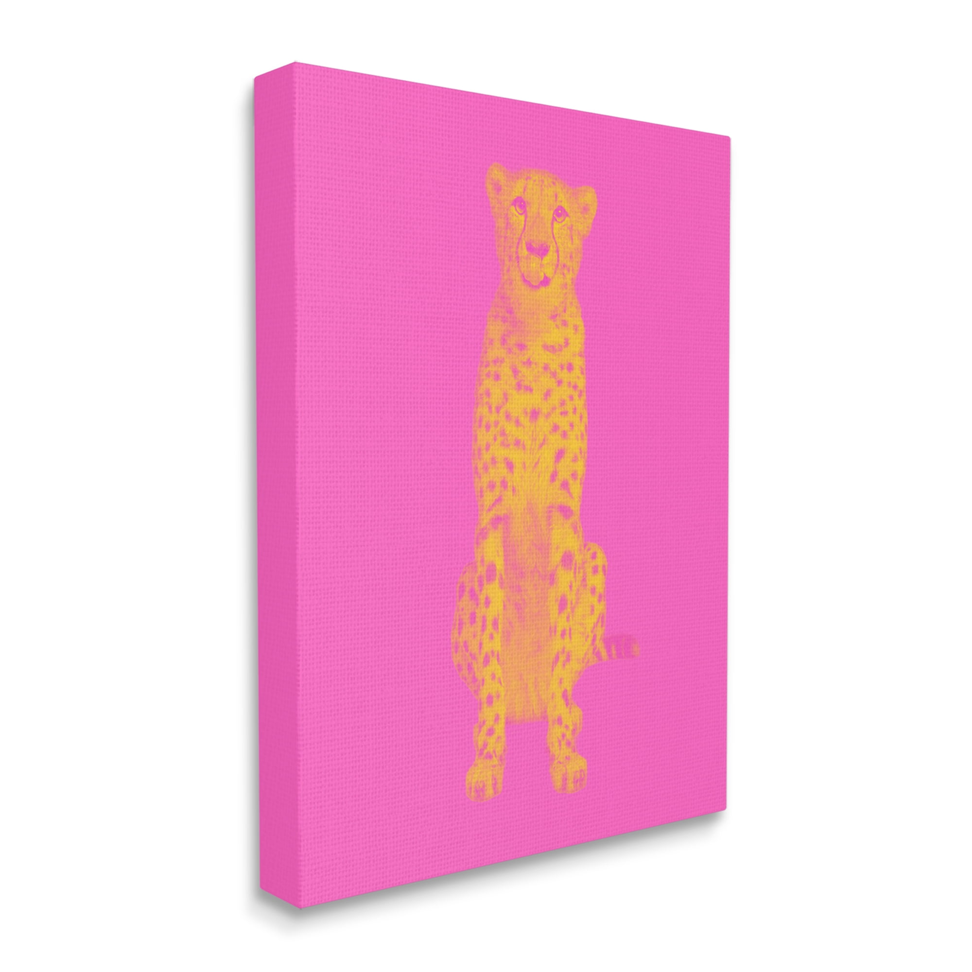 Stupell Industries Pop Pink & Yellow Leopard Animals & Insects Painting Gallery Wrapped Canvas Art Print Wall Art, 24 x 30