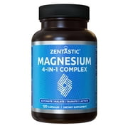 Zentastic 4-in-1 Magnesium Complex - Glycinate, Malate for Muscle & Bone Support - 120 Capsules