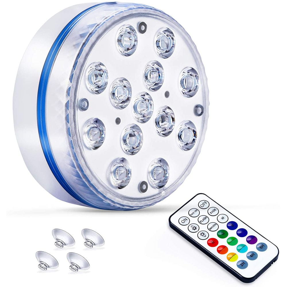 13 LED Waterproof+2Pack NEW Pool Submersible LED Lights+Magnets Suction Cups 