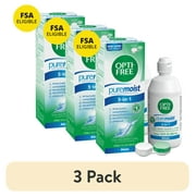 (3 pack) OPTI-FREE Puremoist Multi-Purpose Contact Lens Liquid Solution for Daily Contact Lens Cleaning Use, 10 fl oz