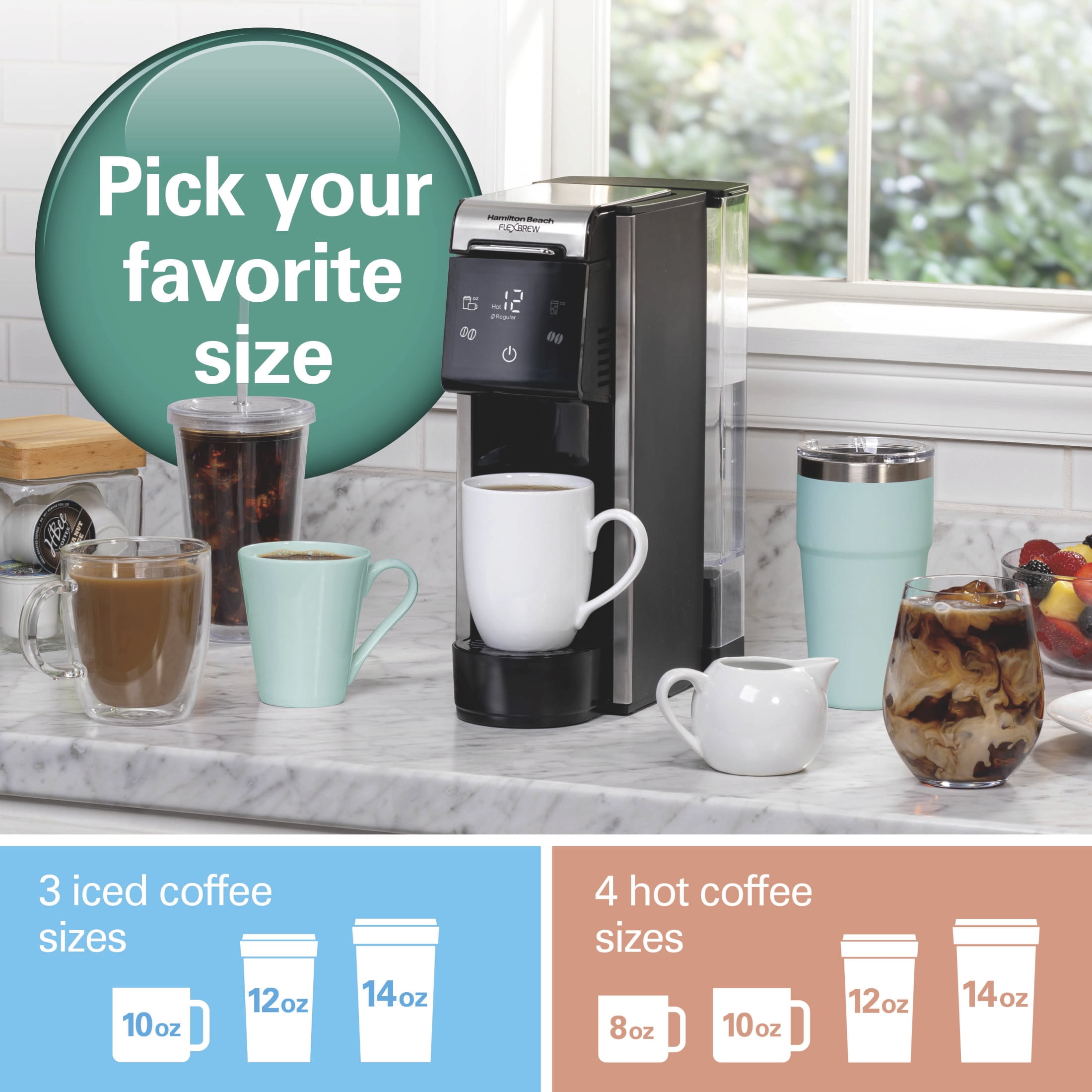 Hamilton Beach FlexBrew 4-in-1 Coffee Maker, Single Serve & Full Pot Coffee Brewer with Removable 45 oz Water Reservoir