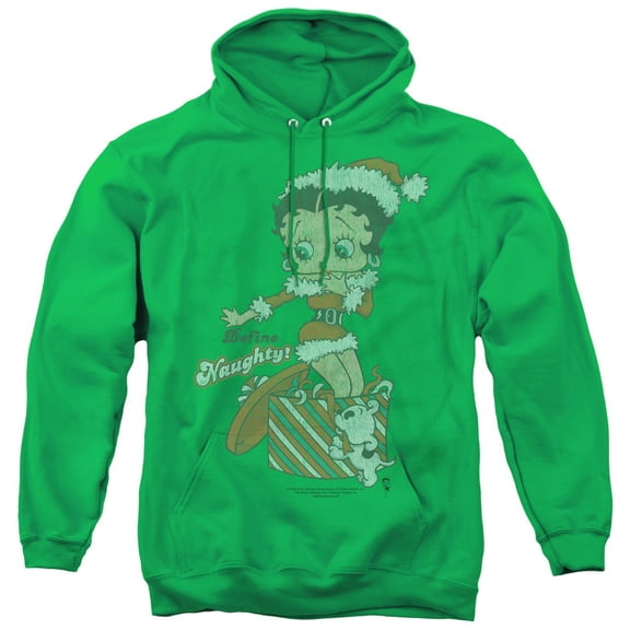 Betty Boop Define Naughty Adult Pullover Hoodie Sweatshirt Kelly Green