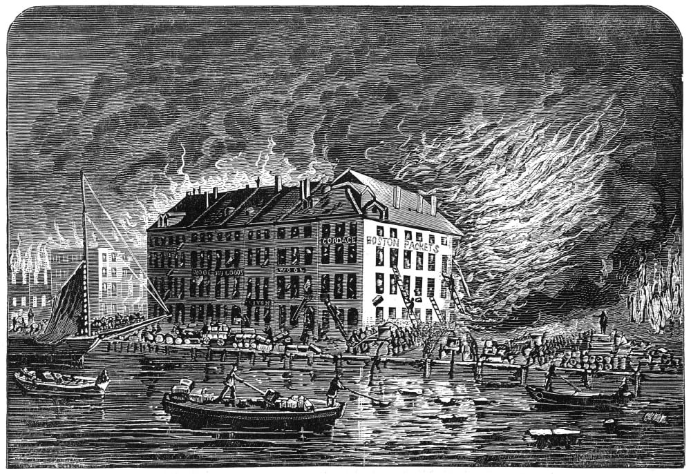 New York Fire Of 1835. Ncoenties Slip Ablaze In The Fire Of 1835 ...