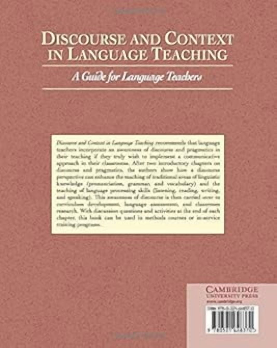 Cambridge Language Teaching Library Discourse and Context in Language Teaching, (Paperback)