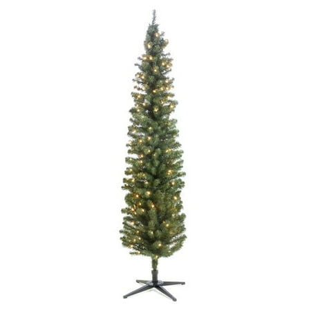 The Holiday Aisle Pre-Lit Pencil 7' Green Pine Trees Artificial The Holiday Aisle Pre-Lit Pencil 7' Green Pine Trees Artificial Christmas Tree with - The Holiday Aisle Pre-Lit Pencil 7' Green Pine Trees Artificial