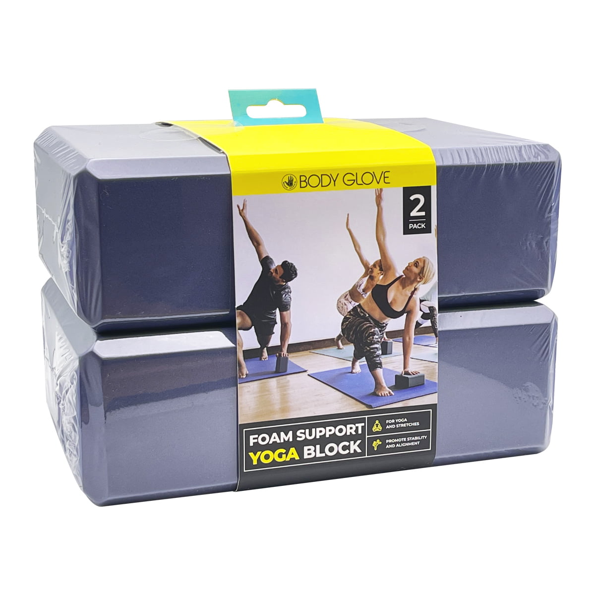 QF Yoga Blocks Plus Yoga Strap with Metal D-Ring 9"x6"x4" 2 Pack Eco-Friendly 