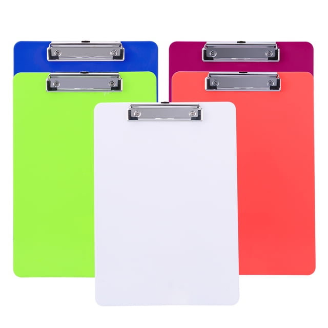 5pcs Opaque Colorful Clip Board Plastic A4 Clipboards for Memo Paper Files Holding