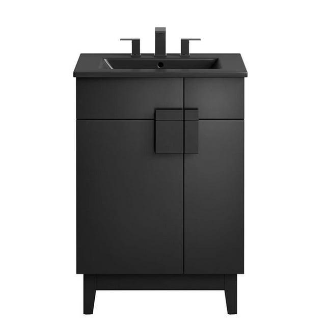 Modway Miles Meuble-Lavabo de Salle de Bain 24” Noir Noir