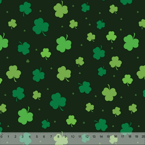 Spring Designs Milliken Fabric 60" Wide Sold by The Yard (Tossed Shamrocks Deep Forest Green)