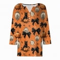 thumbnail image 4 of Godom Halloween Shirt for Women - Happy Halloween Pumpkin Graphic Womens 3/4 Sleeve Shirts V Neck Tops, 4 of 5
