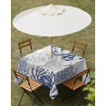 thumbnail image 3 of Navy Blue Chrysanthemum Outdoor Tablecloth with Umbrella Hole, Farmhouse Botanical Floral Modern Spillproof Waterproof Outdoor Table Cover, Patio Tablecloths for Party/Garden/Picnic, Square 54"x54", 3 of 9