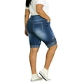 thumbnail image 5 of QERINTE Women Plus Size Jean Shorts Cargo Bermuda Shorts High Rise Casual Stretchy Womens Long Denim Shorts Summer Jorts, 5 of 6