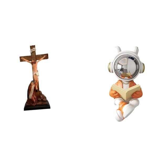 Escultura De Astronauta Sagrado, Estatua Decorativa De La Madre María, Adorno Espacial, Artesanía Católica Para Dormitorio, Mesa, Chimenea, Centro De Mesa.