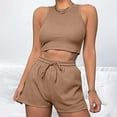 thumbnail image 2 of Two Piece Summer Outfits 2 Piece Sets 2026 Sleeveless Matching Lounge Crop Top High Waisted Short, 2 of 9