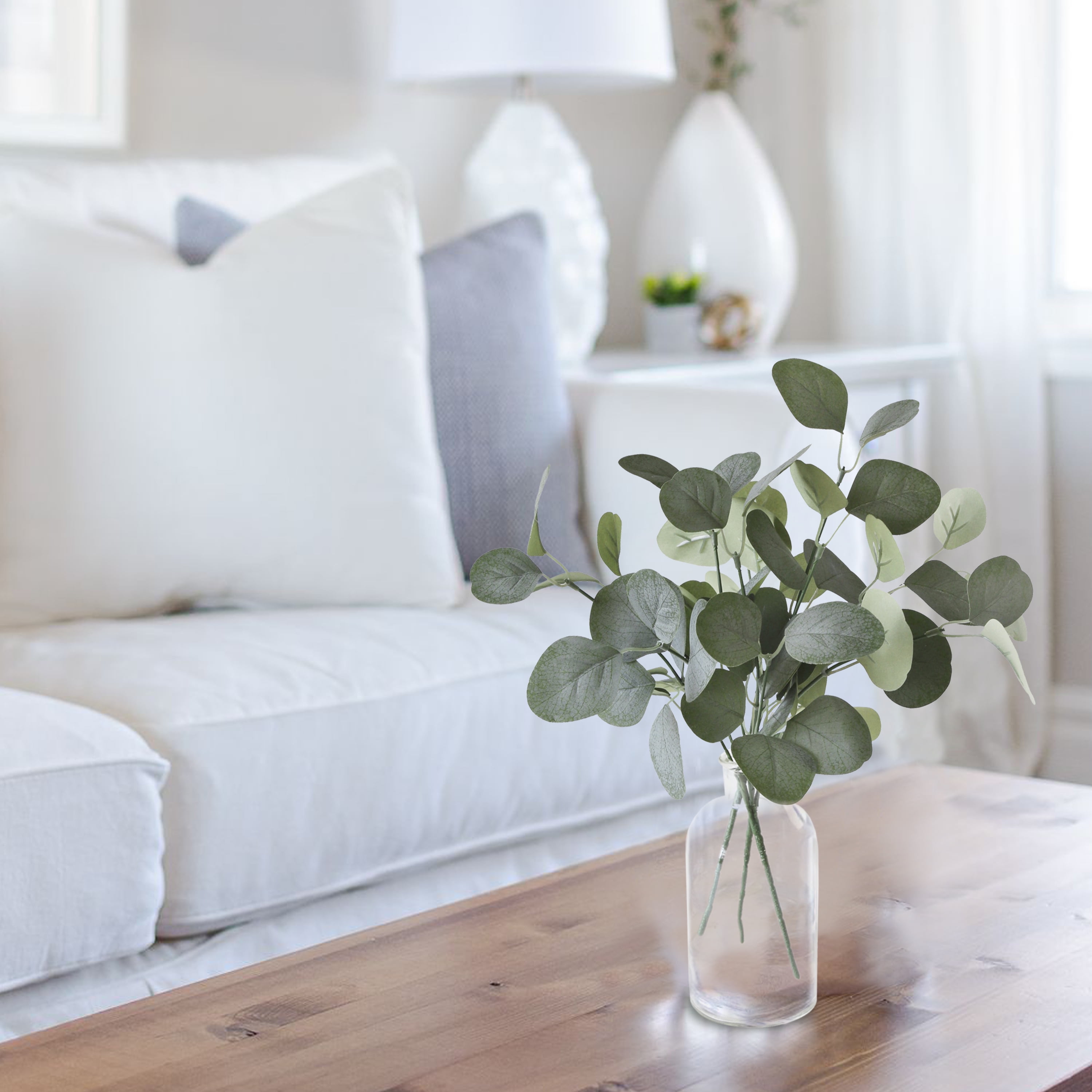 13-inch Artificial Silk Green Silver Dollar Eucalyptus Greenery Pick, for Indoor Use, by Mainstays