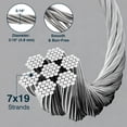 thumbnail image 3 of Yescom 500FT 3/16" Stainless Steel Cable T316 Wire Rope 7x19 Aircraft Strand for Batting Cage Cable Zipline Deck Cable RailingLifting YES0389, 3 of 9