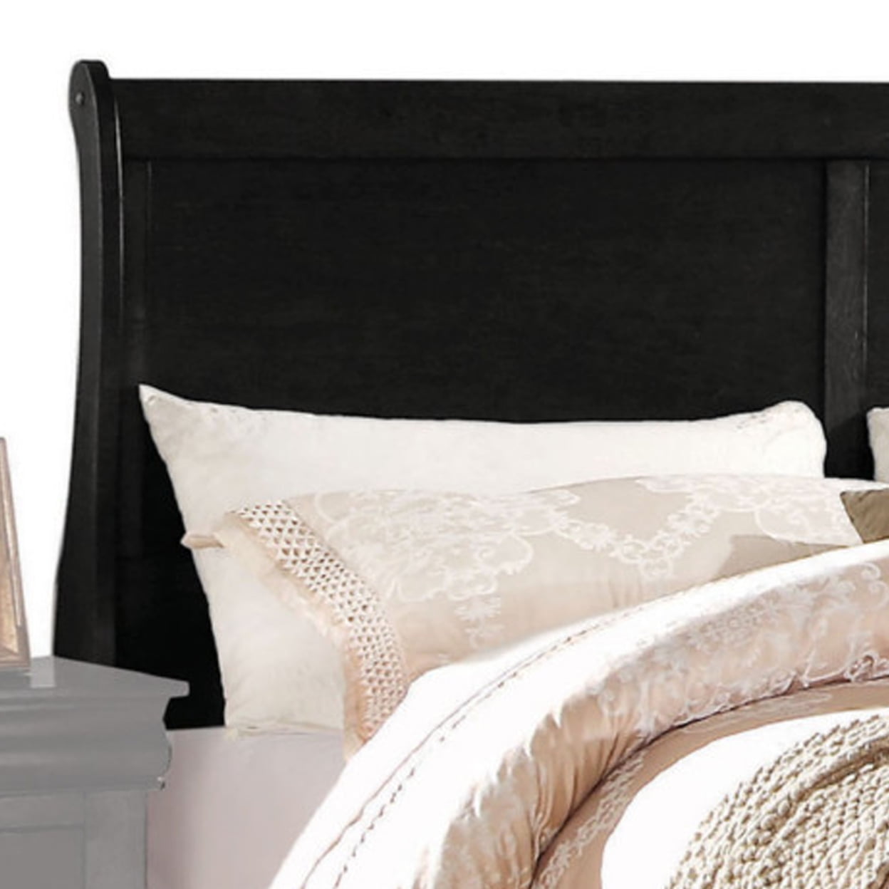 Transitional Panel Design Sleigh Eastern King Size Bed Black - Saltoro Sherpi