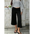 thumbnail image 4 of LMLYSoH Women’s Wide Leg Capri Pants Fold Over Waist Loose Cropped Pants, 4 of 8