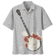 thumbnail image 3 of Camisa hawaiana con estampado 3D de guitarra de banjo para hombre, blusa con botones de instrumento musical, solapa suelta, manga corta, hawaiana, 3 of 5