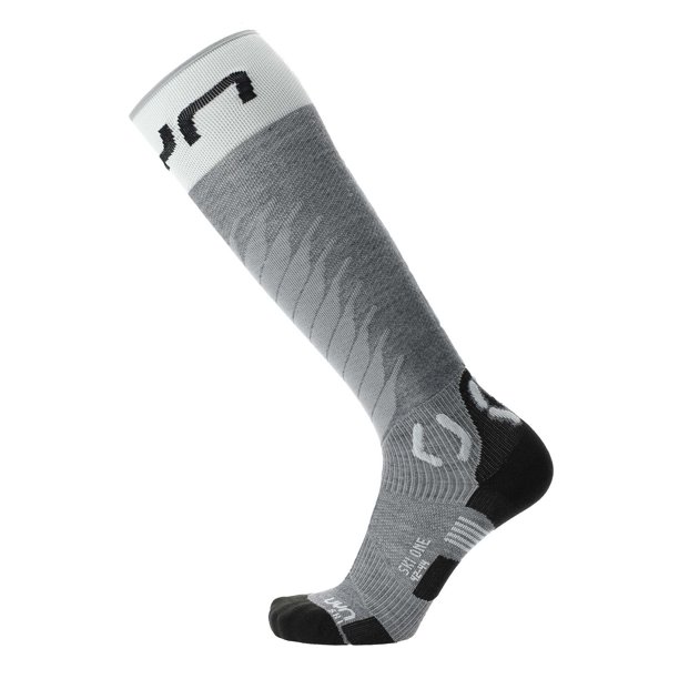 UYN Calcetines de esquí para hombre - One Merino Socks, lana merina, logotipo Gris 35-38