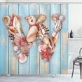 thumbnail image 1 of Ambesonne Letter W Shower Curtain, Oceanic Tropic Nature, 69"Wx75"L, Dark Coral Pale Blue, 1 of 3