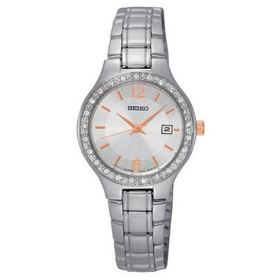 Seiko Women's Steel Bracelet & Case Quartz White Dial Analog Watch SUR769