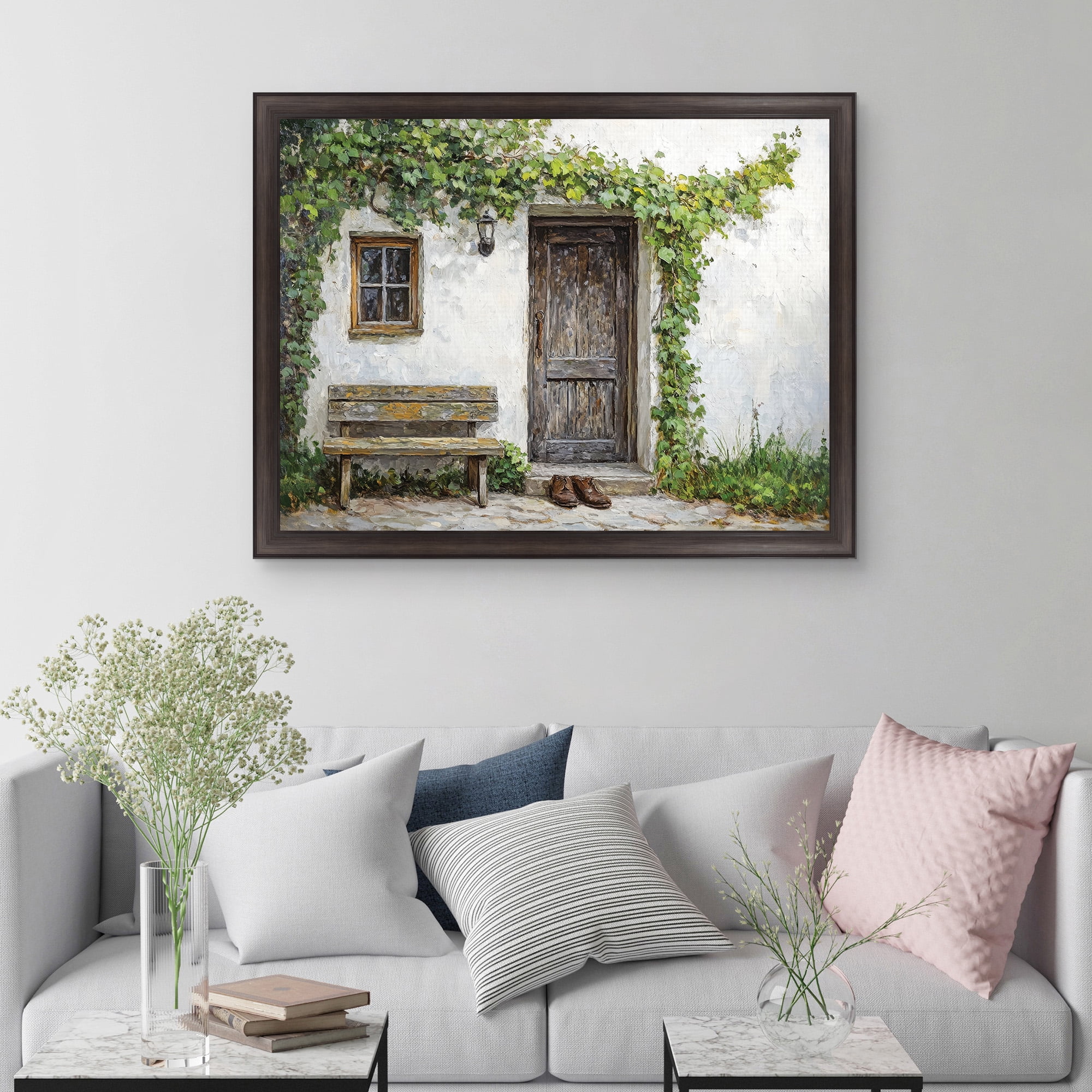 Green Vines and Boots II Framed Canvas