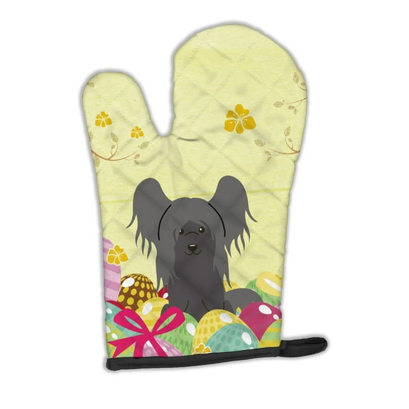 Carolines Treasures BB6112OVMT Easter Eggs Chinese Crested Black Oven Mitt Large multicolor