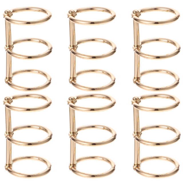 Miangastore 6pcs Alloy Binder Book Rings Loose Leaf Binder Buckles DIY Notebook Clip Rings (Golden)