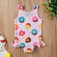 thumbnail image 2 of Laurenza's Toddler Girls One-Piece Ruffle Donut Print Swimsuit Summer Swim 2-3T, 2 of 2