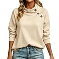 thumbnail image 2 of Otntypg Womens Asymmetrical Button Mock Neck Sweatshirt Lightweight Casual Fall Long Sleeve Basic Solid Color Atheltic Sweatshirts Trendy Oversized Cozy Pullover Tops, 2 of 9
