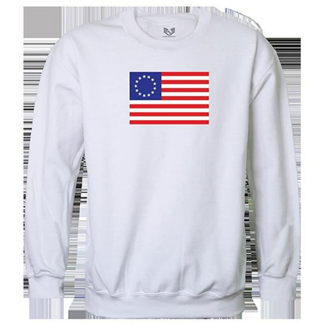 Rapid Dominance RS3-BR2-WHT-01 Betsy Ross 2 Graphic Crewneck Sweatshirt, White - Small