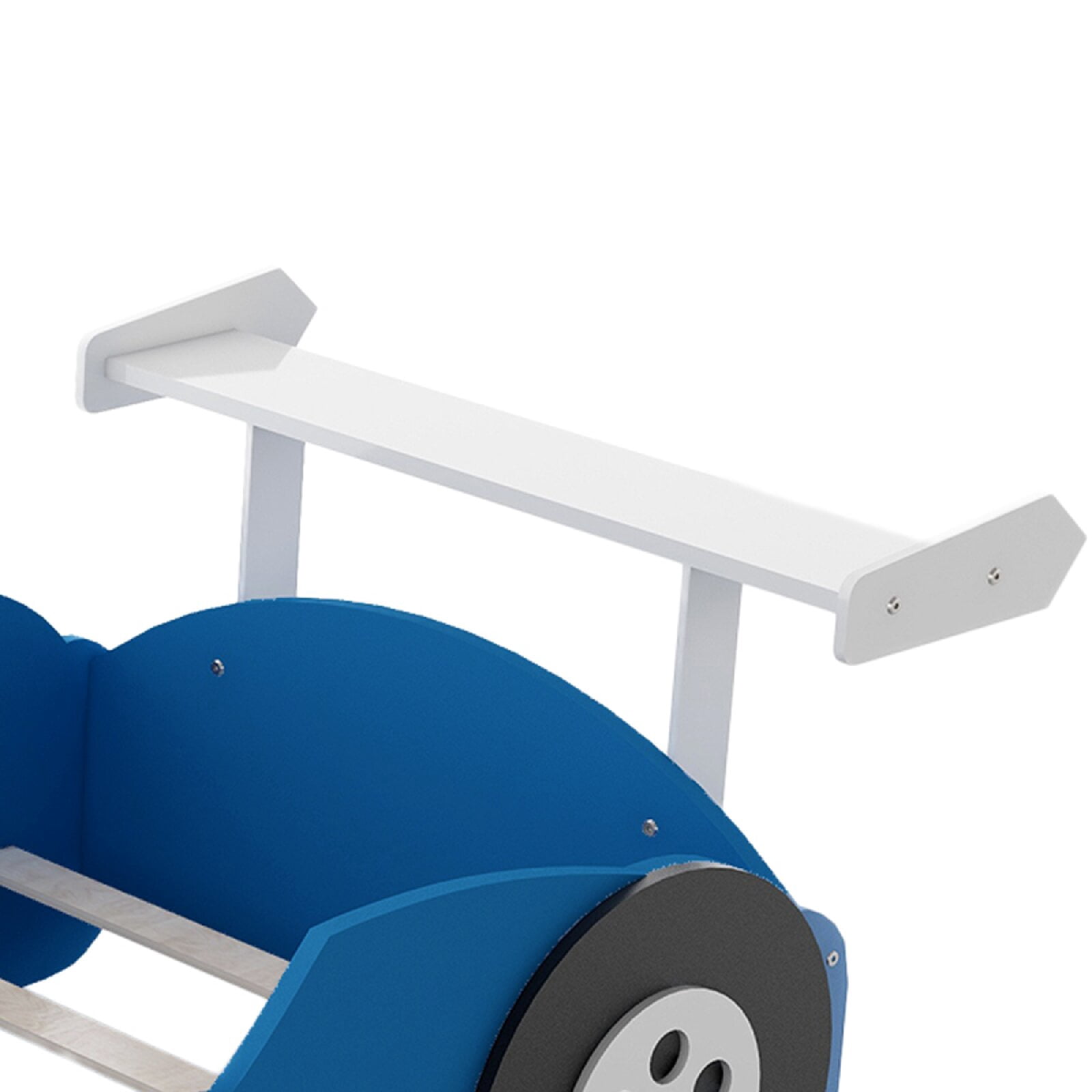 Twin Size Race Car-Shaped Platform Bed Frame with Wheels, Wooden Car Shaped Bed for Bedroom, Apartment, Easy Assembly, No Box Spring Needed, Mattress Not Included, Blue