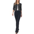 thumbnail image 3 of INSPIRE CHIC Women's 3/4 Sleeves Collarless Cropped Denim Jean Jackets Dark Gray XL, 3 of 7